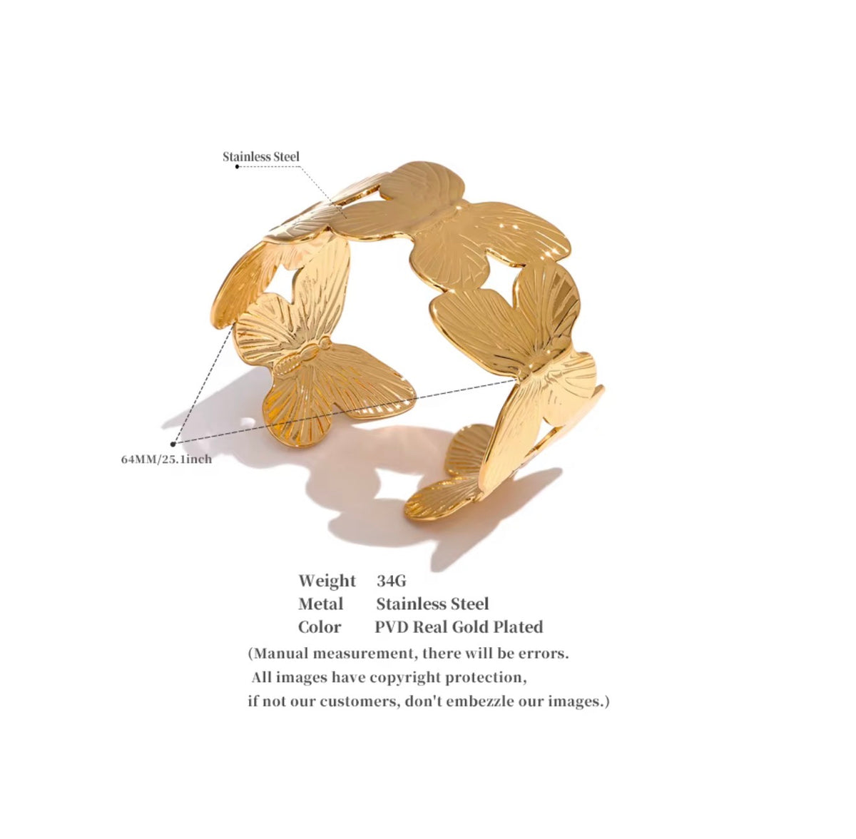 Golden Butterfly Statement Cuff